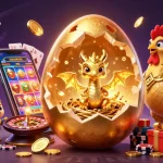 Experience Raja game login with a dragon and poker chips amidst dynamic casino elements in vibrant illustration.