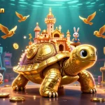 Experience isuzukebumen's thrilling casino scene with golden coins, lively characters, and slot elements.