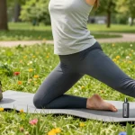 Exploring the benefits of geek THC with natural hemp vapes in a wellness-oriented outdoor yoga session.