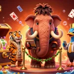 Experience bigpot88's exciting casino world with this vibrant 3D illustration featuring unique characters and slot elements.